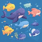 可愛海洋魚類插畫集合