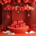 紅色中式風禮品展示場景
