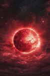 熾熱紅太陽閃耀宇宙空間