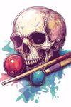 骷髏與臺球元素藝術插畫