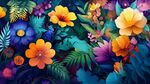 繽紛花卉叢林夢(mèng)幻插畫