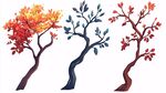 三棵多彩樹木插畫