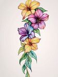 多彩花卉垂直圖案插畫(huà)