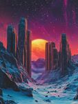 夢幻外星地貌落日景觀