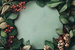 綠葉紅果環(huán)繞的清新背景
