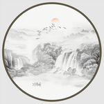 圓形意境水墨畫