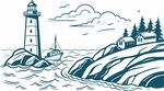 海岸燈塔風(fēng)景圖