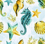海洋生物水彩無縫圖案