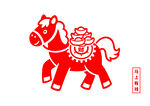剪紙紅馬馱金元寶