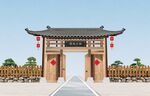 中式古典門樓景觀