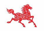 矢量紅色剪紙風(fēng)奔騰駿馬