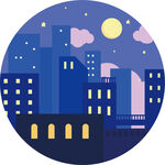 夜晚城市建筑景觀圖