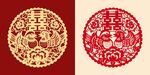 中式傳統(tǒng)雙喜鴛鴦剪紙圖案