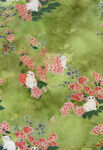 綠色底花卉圖案布料