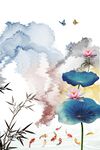 意境九魚蓮花圖