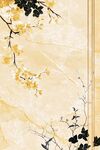 金黃花枝大理石背景圖
