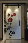 藝術花卉玻璃推拉門