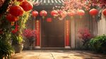 中式庭院新春喜慶氛圍