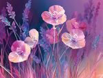 夢(mèng)幻粉紫花卉插畫