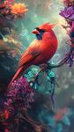 夢(mèng)幻紅雀棲于絢爛花叢間