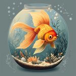 玻璃魚缸中的漂亮金魚