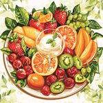 繽紛鮮果配飲品插畫圖