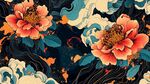 國潮花卉海浪圖案設(shè)計