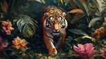 叢林猛虎漫步繁花間