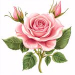 嬌艷粉色玫瑰插畫