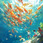 水下賞鯉的歡樂親子時光
