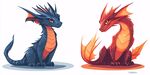 雙色萌龍可愛插畫