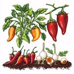辣椒與大蒜插畫素材
