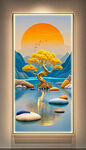 原創(chuàng)裝飾畫時(shí)來(lái)運(yùn)轉(zhuǎn)金色發(fā)財(cái)樹