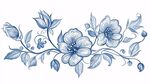 藍(lán)色手繪花卉裝飾圖案