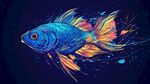 夢幻炫彩魚插畫