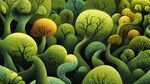 奇幻綠色森林景觀插畫(huà)