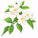 清新綻放的潔白茉莉花枝