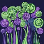 夢幻螺旋花朵插畫圖案