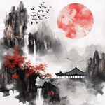 水墨山水間的詩意景致
