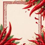 紅辣椒中式邊框背景圖