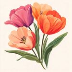 多彩郁金香花卉插畫