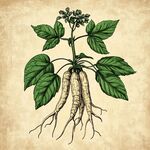手繪人參植株插畫