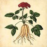 人參植株插畫圖