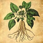手繪人參植株圖