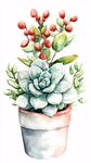 水彩風(fēng)多肉盆栽插畫