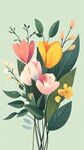 清新手繪風(fēng)多彩花卉插畫