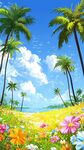夏日海濱花海夢(mèng)幻美景
