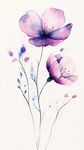 夢(mèng)幻水彩風(fēng)紫色花卉插畫