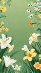 春日花卉邊框插畫