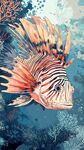 海底斑斕獅子魚(yú)插畫(huà)